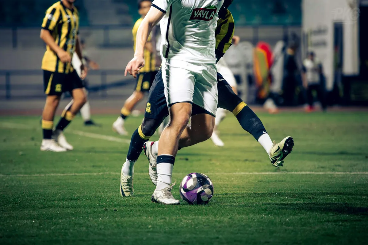 A high-press moment in a professional football match